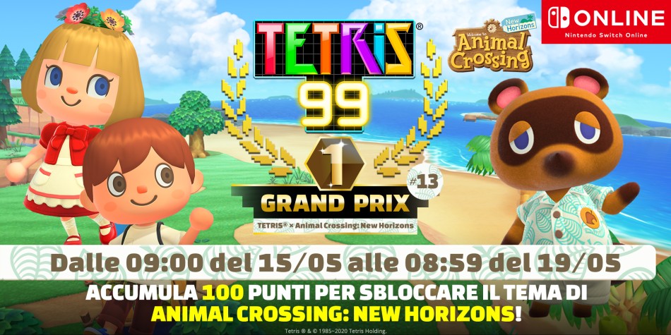 Tetris 99: annunciato l’evento Grand Prix in collaborazione con Animal Crossing: New Horizons