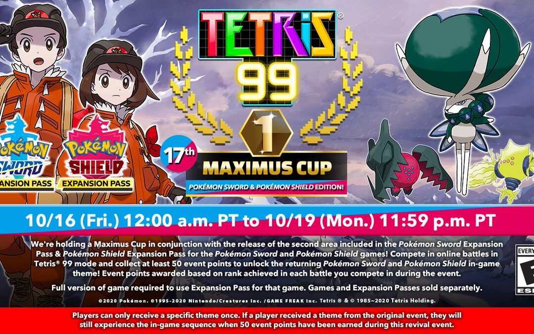 Tetris 99: questo weekend ritorna la Maximus Cup dedicata a Pokémon Spada e Scudo
