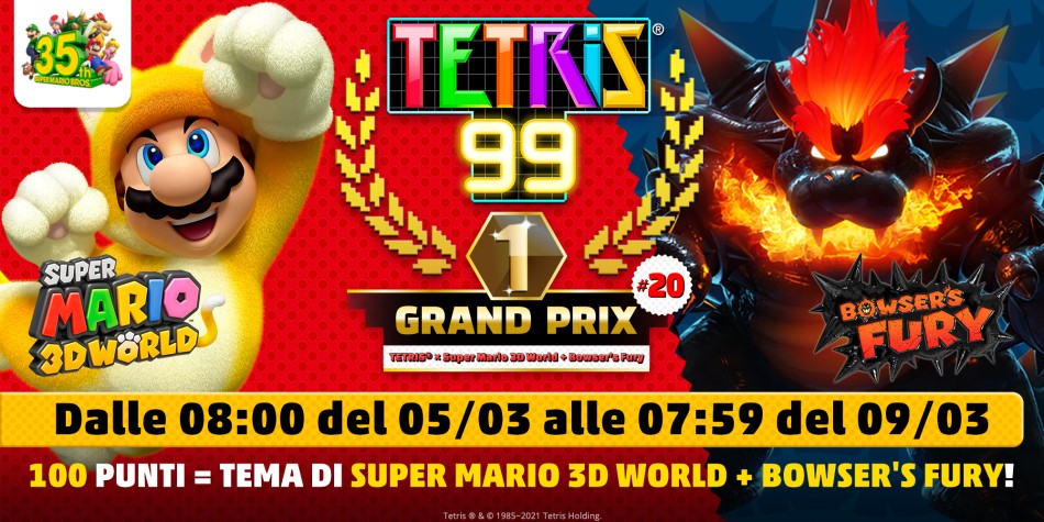 Tetris 99: annunciato l’evento speciale in collaborazione con Super Mario 3D World + Bowser’s Fury